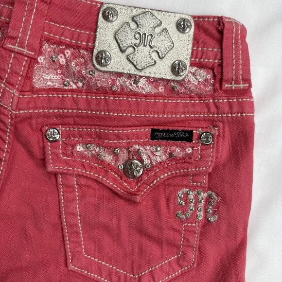 Miss Me Jeans Copped Womens Size 27 Color Melon JE5794C2 Flap Pockets Luxery - Picture 11 of 13